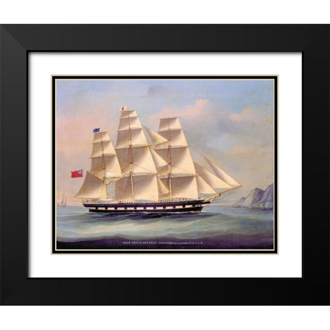 Barque Troas entering Hong Kong Black Modern Wood Framed Art Print with Double Matting by Anonymous, Chinese 1866