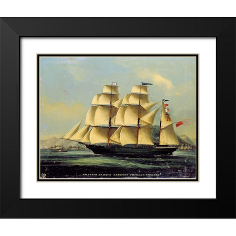 Barque Geelong off Hong Kong Black Modern Wood Framed Art Print with Double Matting by Anon, Chinese 1866