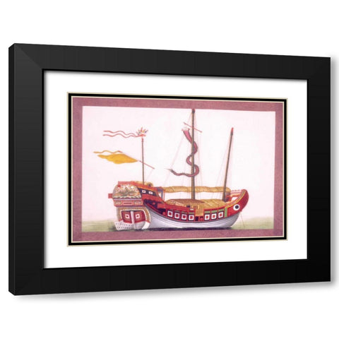 Chinese Junk Black Modern Wood Framed Art Print with Double Matting by Anonymous, Chinese 1840