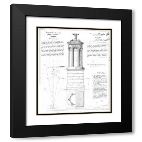 Tower of Lysicrates Black Modern Wood Framed Art Print with Double Matting by Stuart and Revett
