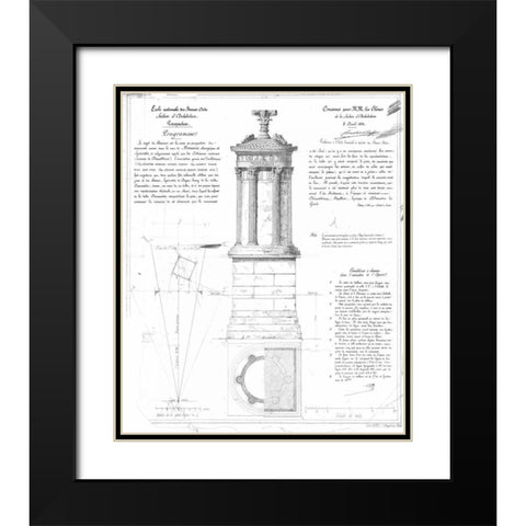 Tower of Lysicrates Black Modern Wood Framed Art Print with Double Matting by Stuart and Revett