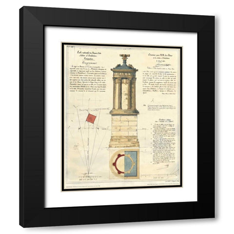 Tower of Lysicrates Black Modern Wood Framed Art Print with Double Matting by Stuart and Revett
