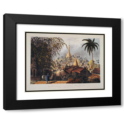 Rangoon, Great Dagon Pagoda Black Modern Wood Framed Art Print with Double Matting by Moore,Ltnt Joseph
