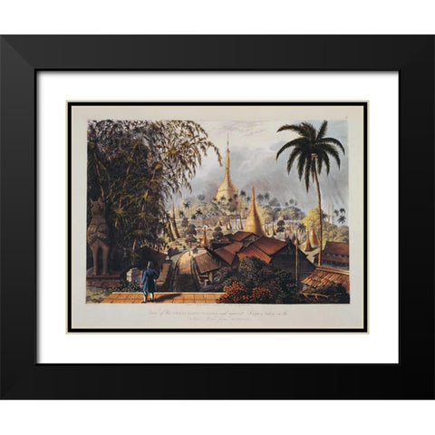 Rangoon, Great Dagon Pagoda Black Modern Wood Framed Art Print with Double Matting by Moore,Ltnt Joseph