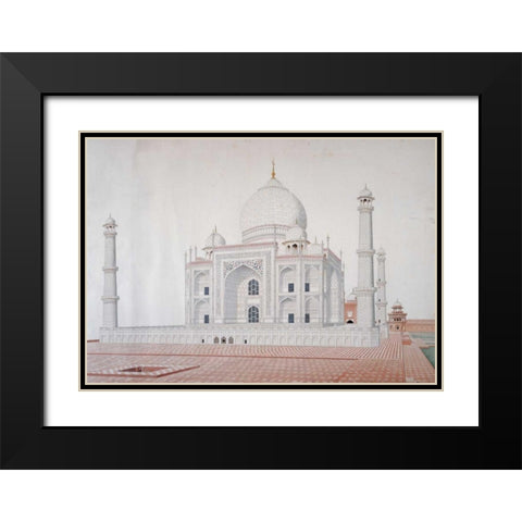 The Taj Mahal Black Modern Wood Framed Art Print with Double Matting by Anon, Mughal 1813