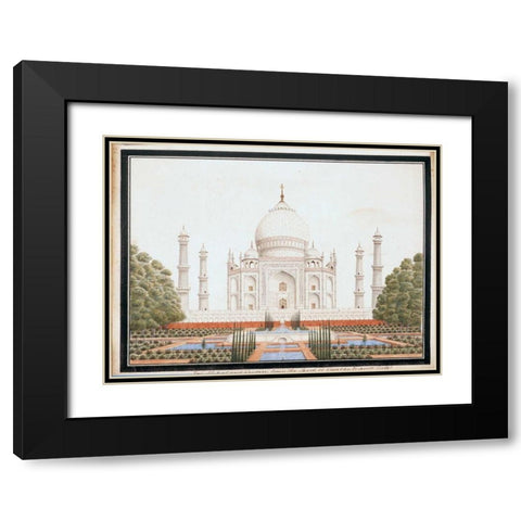 The Taj Mahal with Garden Black Modern Wood Framed Art Print with Double Matting by Anon, Mughal 1813