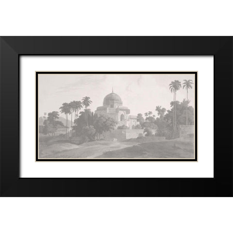 Mausoleum at Chunar Gur, Sepia Black Modern Wood Framed Art Print with Double Matting by Daniells, Thomas and Wm