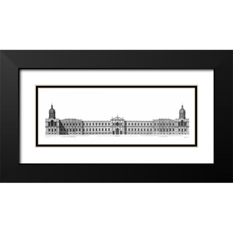 Elevation, Palace of Whitehall towards River Black Modern Wood Framed Art Print with Double Matting by Campbell, Colin