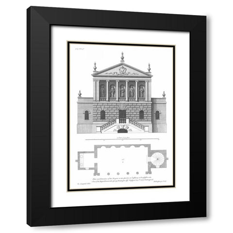 Plan and Elevation, Bagnio Black Modern Wood Framed Art Print with Double Matting by Campbell, Colin