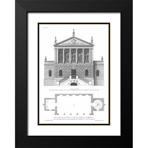 Plan and Elevation, Bagnio Black Modern Wood Framed Art Print with Double Matting by Campbell, Colin
