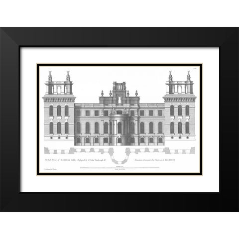 Elevation, East Front Blenheim Palace Black Modern Wood Framed Art Print with Double Matting by Campbell, Colin