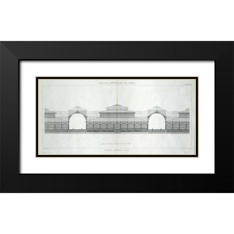 Les Halles, Paris, South Facade Black Modern Wood Framed Art Print with Double Matting by Baltard, Victor