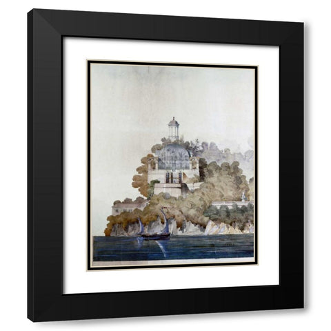 Vast Hostelry, West Elevation Black Modern Wood Framed Art Print with Double Matting by Postolle, Victor