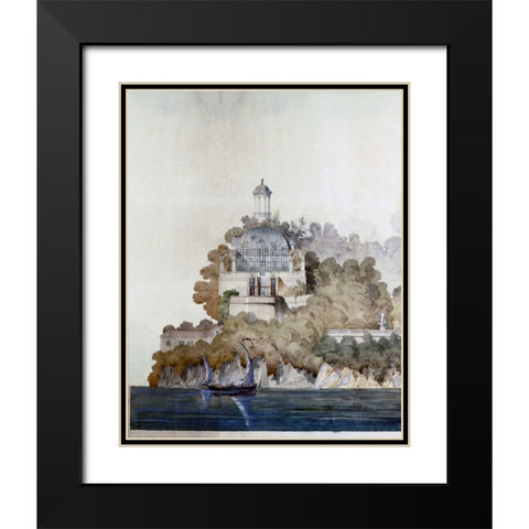 Vast Hostelry, West Elevation Black Modern Wood Framed Art Print with Double Matting by Postolle, Victor