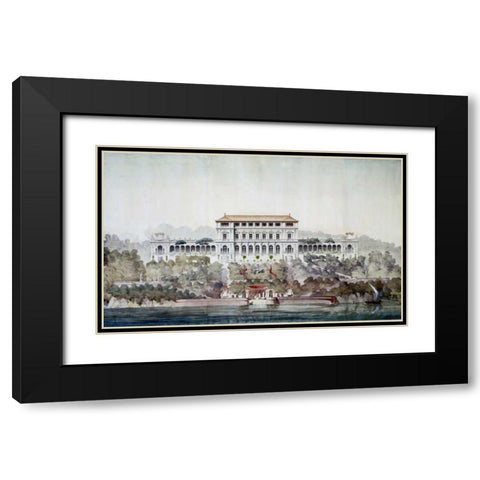 Vast Hostelry, East Elevation Black Modern Wood Framed Art Print with Double Matting by Postolle, Victor