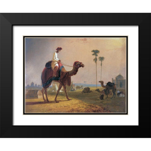 Camel and Rider Black Modern Wood Framed Art Print with Double Matting by Daniell, William