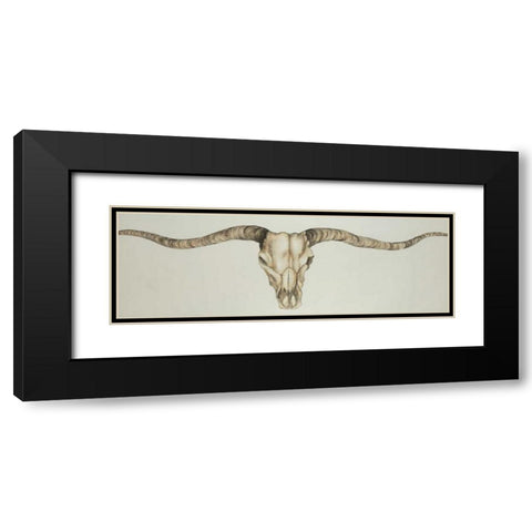 Long Horn Skull Country Black Modern Wood Framed Art Print with Double Matting by Atelier B Art Studio