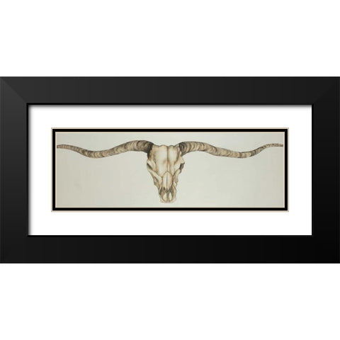Long Horn Skull Country Black Modern Wood Framed Art Print with Double Matting by Atelier B Art Studio