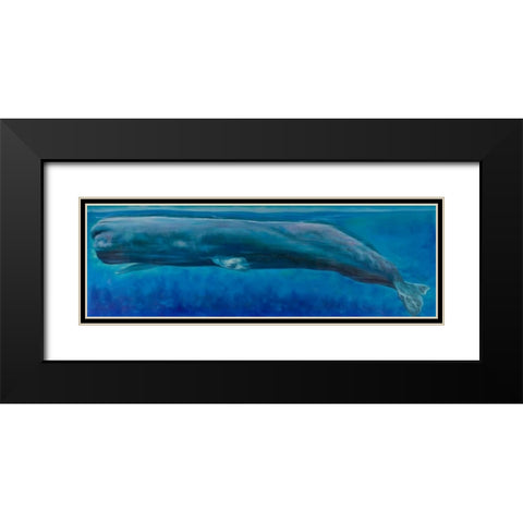 Sperm Whale Black Modern Wood Framed Art Print with Double Matting by Atelier B Art Studio