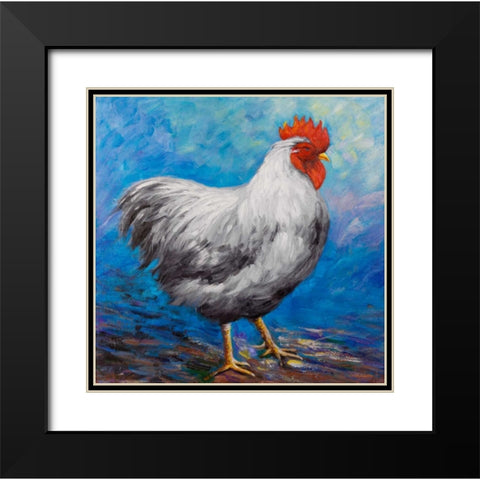 Grey Rooster Black Modern Wood Framed Art Print with Double Matting by Atelier B Art Studio