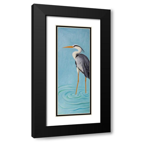 Grey Heron Black Modern Wood Framed Art Print with Double Matting by Atelier B Art Studio