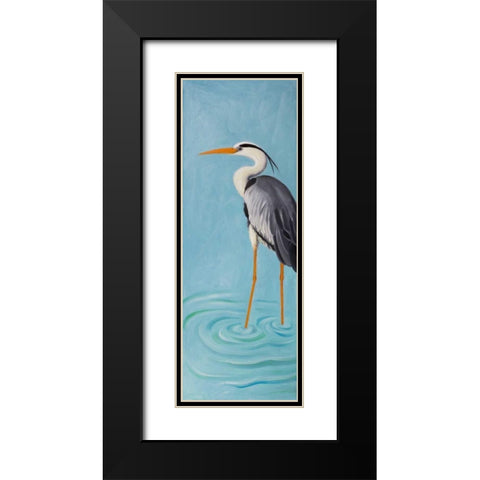 Grey Heron Black Modern Wood Framed Art Print with Double Matting by Atelier B Art Studio