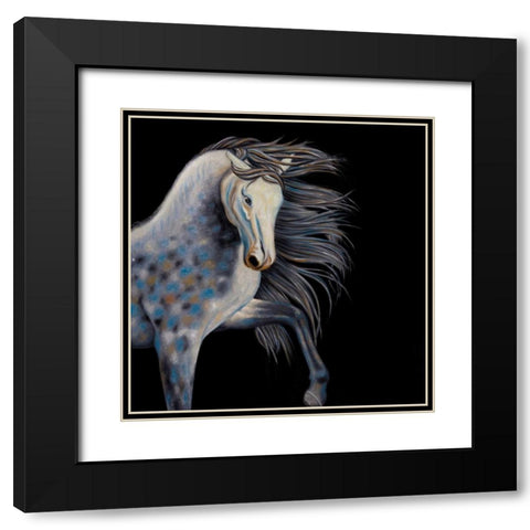 Abstract Horse Black Modern Wood Framed Art Print with Double Matting by Atelier B Art Studio