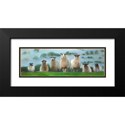 Flock of Sheep Black Modern Wood Framed Art Print with Double Matting by Atelier B Art Studio