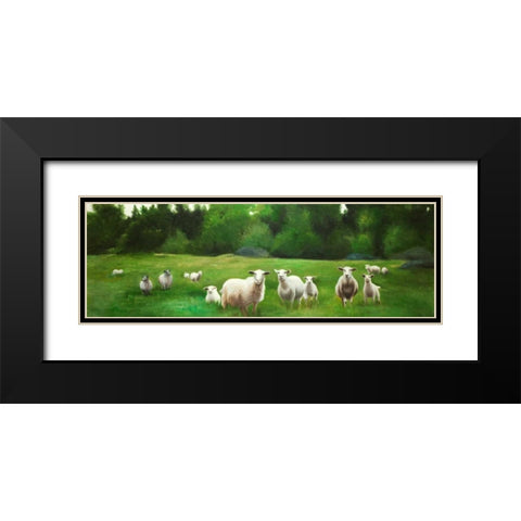 Fields of Sheep Black Modern Wood Framed Art Print with Double Matting by Atelier B Art Studio
