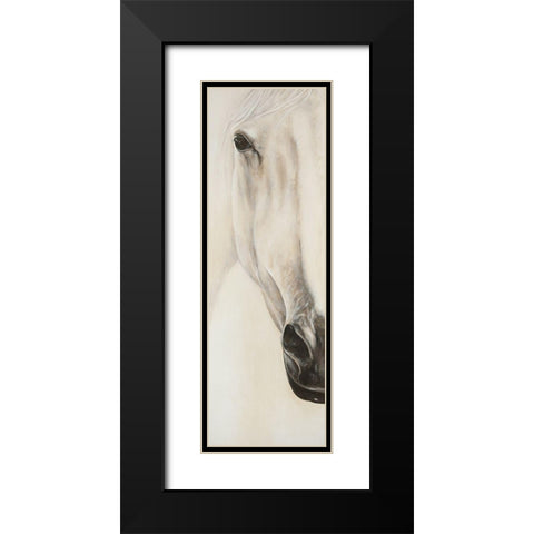 Half Portrait of a Peaceful Horse Black Modern Wood Framed Art Print with Double Matting by Atelier B Art Studio