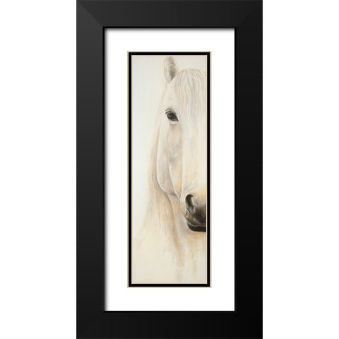 Half Portrait of a Smiling Horse Black Modern Wood Framed Art Print with Double Matting by Atelier B Art Studio