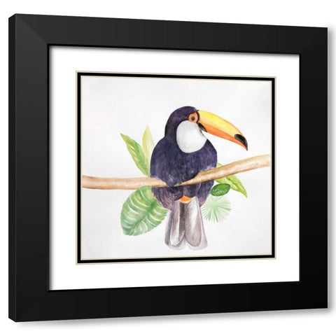 Toucan Bird Black Modern Wood Framed Art Print with Double Matting by Atelier B Art Studio