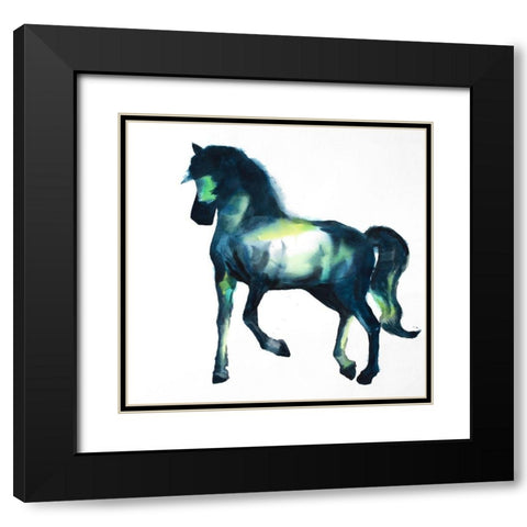 Calm Colorful Horse Black Modern Wood Framed Art Print with Double Matting by Atelier B Art Studio