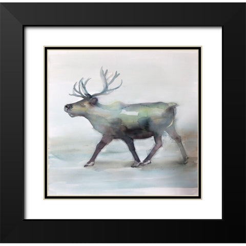CARIBOU Black Modern Wood Framed Art Print with Double Matting by Atelier B Art Studio