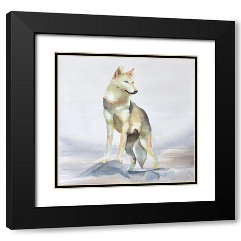 WOLF Black Modern Wood Framed Art Print with Double Matting by Atelier B Art Studio
