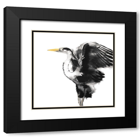 HERON Black Modern Wood Framed Art Print with Double Matting by Atelier B Art Studio