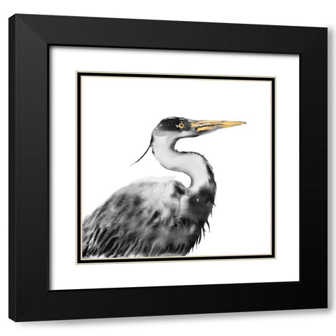 GREAT HERON Black Modern Wood Framed Art Print with Double Matting by Atelier B Art Studio
