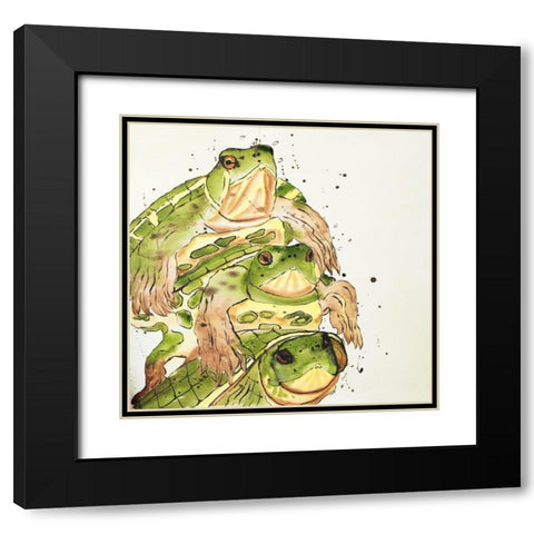 THREE AQUATIC TURTLES Black Modern Wood Framed Art Print with Double Matting by Atelier B Art Studio