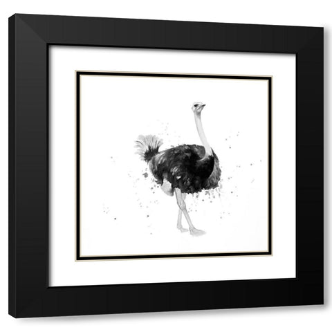 PROUD OSTRICH Black Modern Wood Framed Art Print with Double Matting by Atelier B Art Studio