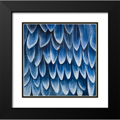 PLUMAGE BLUE Black Modern Wood Framed Art Print with Double Matting by Atelier B Art Studio