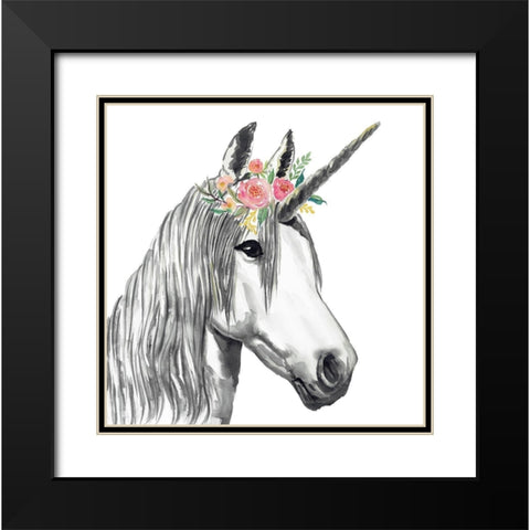 UNICORN Black Modern Wood Framed Art Print with Double Matting by Atelier B Art Studio