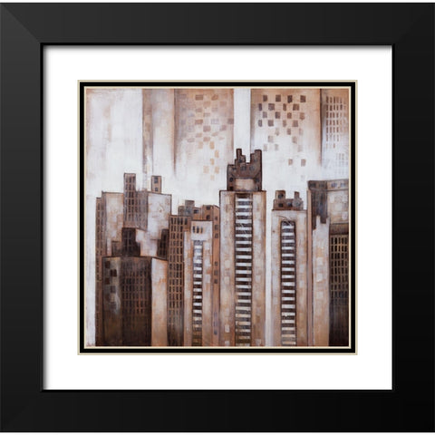 SQUARE CITY Black Modern Wood Framed Art Print with Double Matting by Atelier B Art Studio
