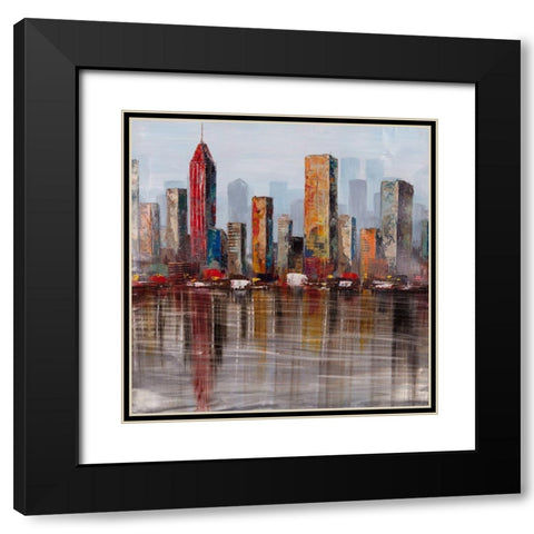 RUST LOOKING CITY Black Modern Wood Framed Art Print with Double Matting by Atelier B Art Studio