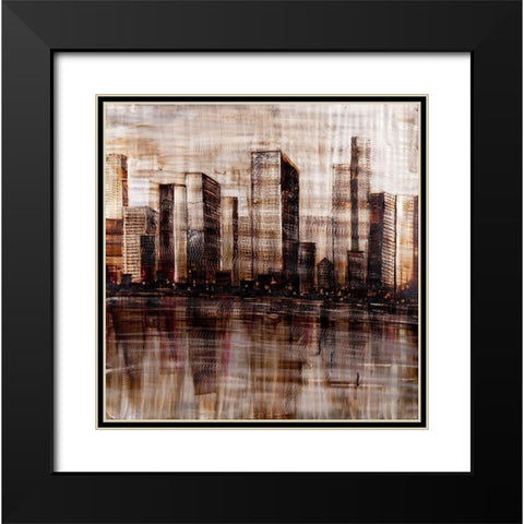 SKETCH OF THE CITY Black Modern Wood Framed Art Print with Double Matting by Atelier B Art Studio