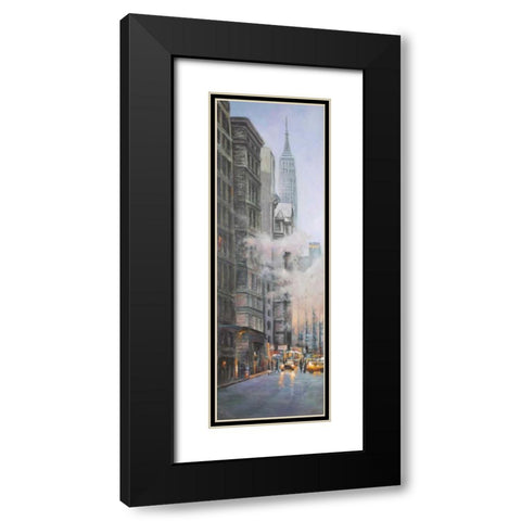 Morning in the Streets of New-York City Black Modern Wood Framed Art Print with Double Matting by Atelier B Art Studio