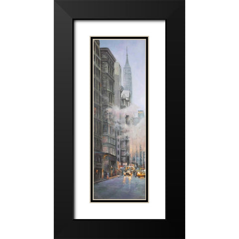 Morning in the Streets of New-York City Black Modern Wood Framed Art Print with Double Matting by Atelier B Art Studio