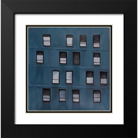 Building Architecture with Random Windows Black Modern Wood Framed Art Print with Double Matting by Atelier B Art Studio