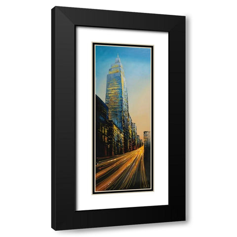 In the Street of Empire State Building Black Modern Wood Framed Art Print with Double Matting by Atelier B Art Studio