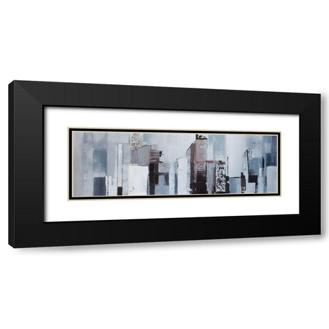 ABSTRACT BUILDING SHAPES Black Modern Wood Framed Art Print with Double Matting by Atelier B Art Studio