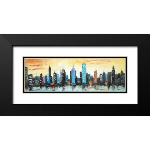 Skyline on Cityscape Black Modern Wood Framed Art Print with Double Matting by Atelier B Art Studio